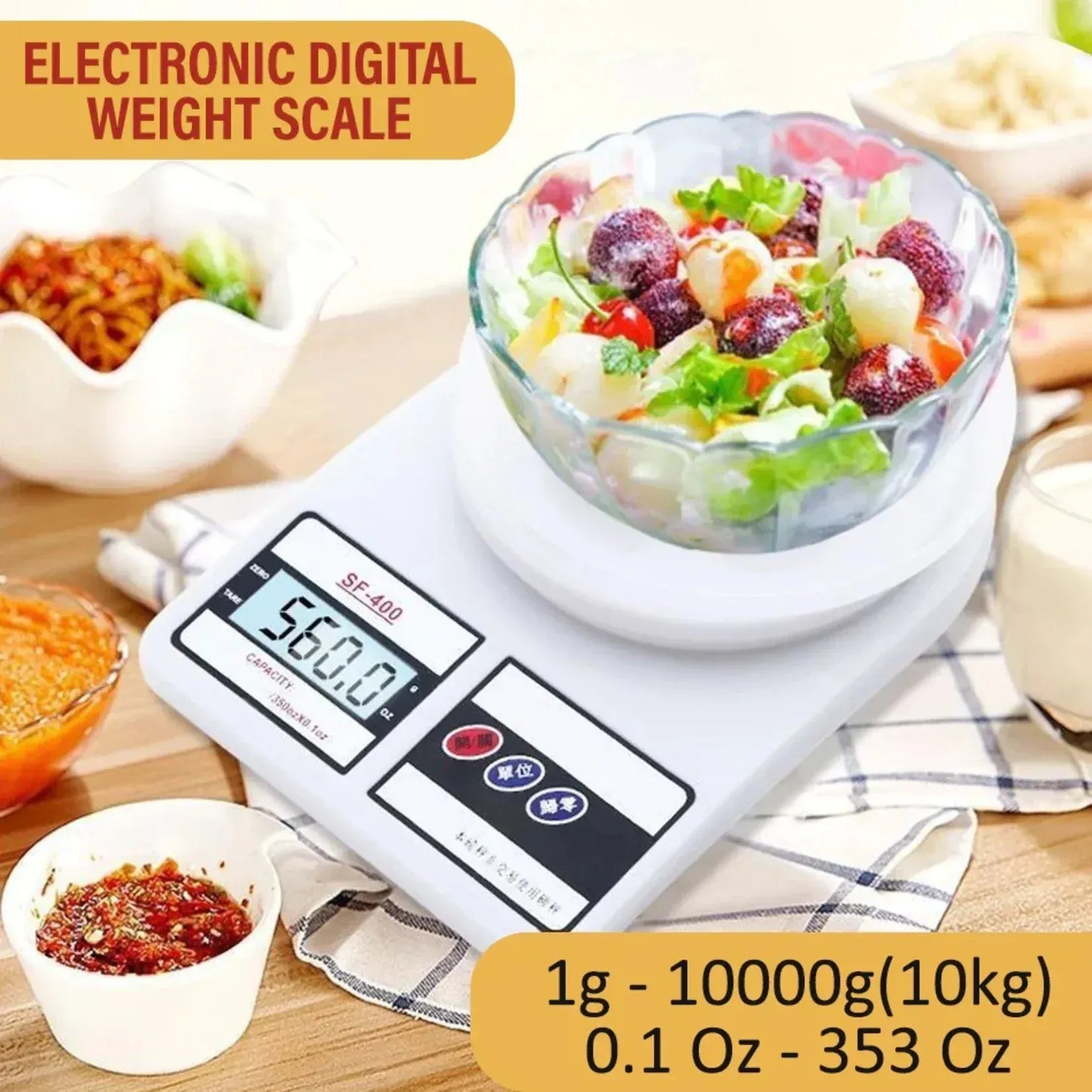 Digital Kitchen Weight Scale | 10 Kg Capacity | Measures In G & Oz | Without LED