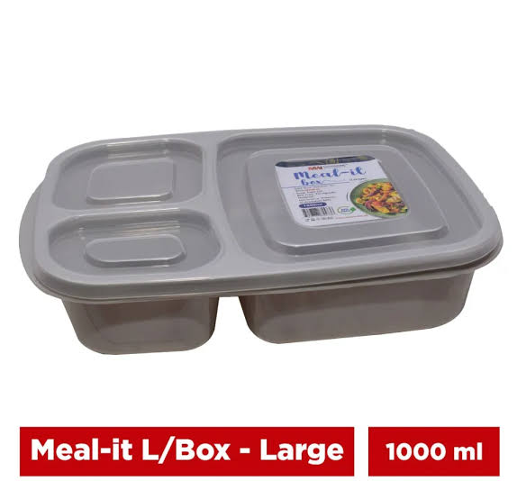 Meal-It 3-Compartment Lunch Box (1000 Ml Large) – Leak-Resistant Meal Prep Container For Neatly Separated Food Items
