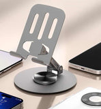 ZY034 Adjustable Desktop Mobile Phone Holder | Premium ABS Metal Biaxial Bracket Stand | 360 Degree Rotating Universal Table Mount - Grey