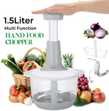 1.5L Manual Food Chopper – Speedy Hand Press Vegetable & Fruit Cutter - Plastic Body (Random Color)