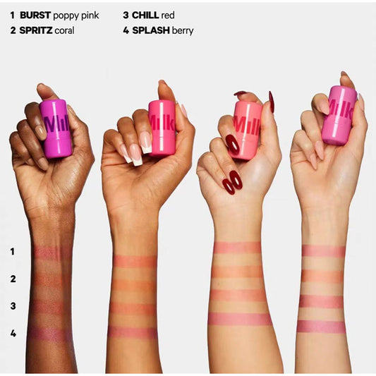 Pack 4 Milk Makeup Blush High Pigment Jelly Tint, Refreshing & Hydrating Long-Lasting Colour Jelly Tint (Random Color)