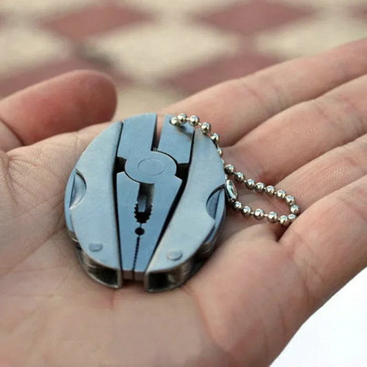 Stainless Steel Outdoor Portable Multitool Plier Knife Key Chain Screwdriver Mini Multi Tools With Leather Pouch For Camping, Hiking, And Everyday Use