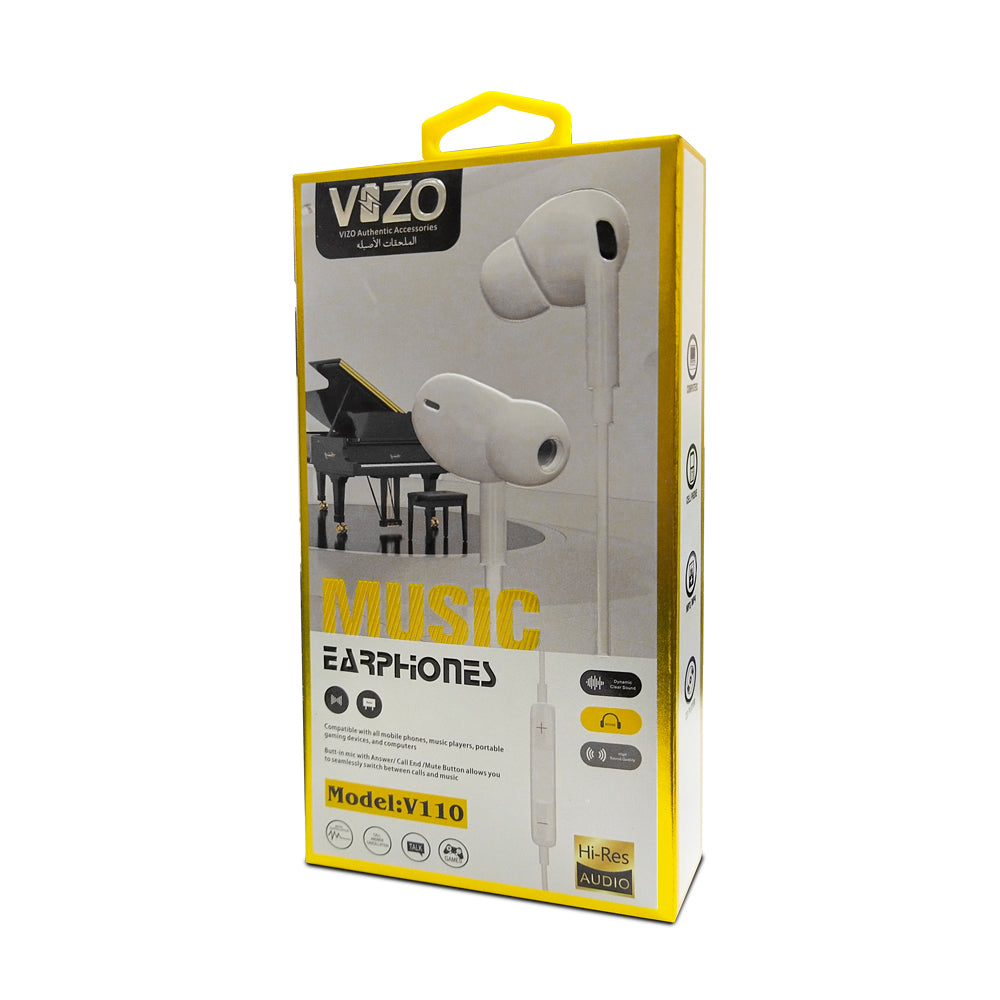 VIZO V110 Super Bass Hand Free | Wired In Ear Phones For Men And Women | Best Quality Earphone - Hands-Free For Mobile Mobile Phone - Hands-Free For Android