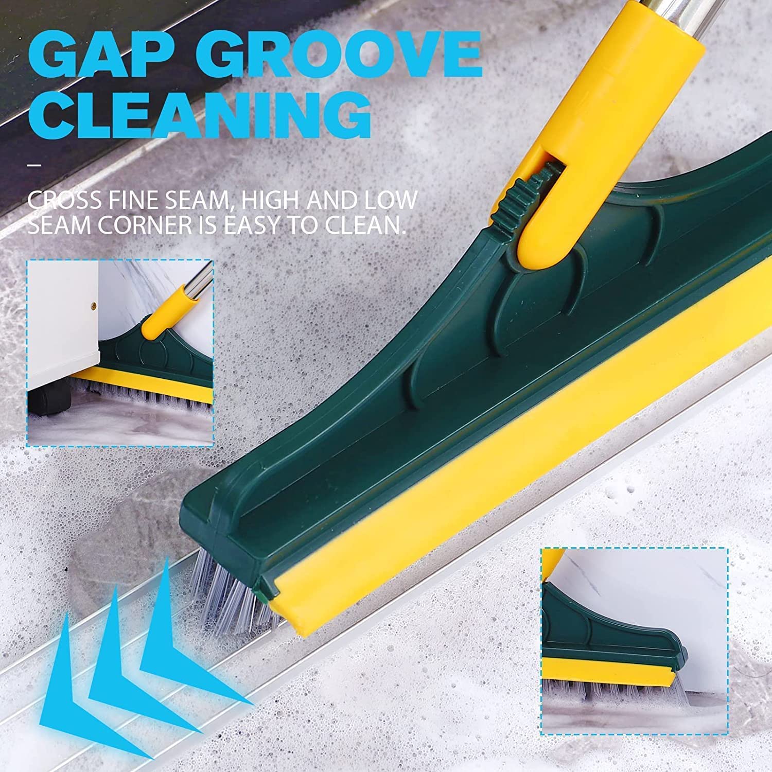 Keep Your Home Spotless With This 2-In-1 Floor Cleaning Brush. Featuring A 120° Rotatable Head, It Easily Scrubs Bathroom Tiles, Windows, And Floors For Effortless Cleaning