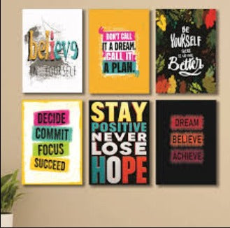 set of 6 sticky wooden frames for home office wall decore / sticky phototiles