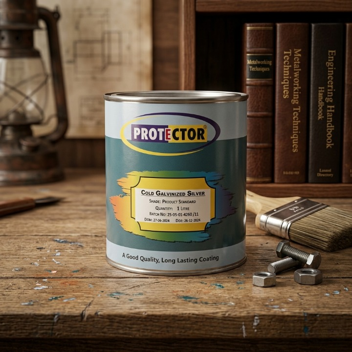 PROTECTOR Anti Rust Zinc Coating Spray Color (Cold Galvanized Silver Paint 1 Liter)