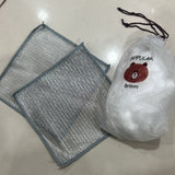 Combo Deal – 2 Pcs Metal Wire Cleaning Cloths With 1 Bear Design Food Cover Packet – Kitchen Cleaning & Food Protection Set