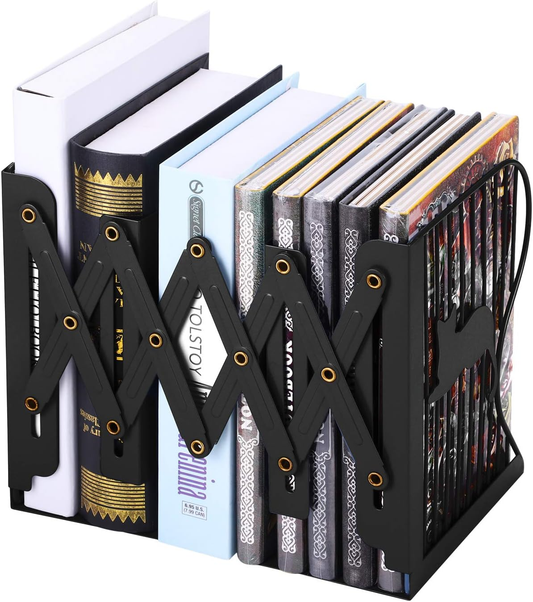 1 Pc Desktop Adjustable Bookends-Retractable Book Stand-Nonslip-For Decorative Bookends ( Random Color)