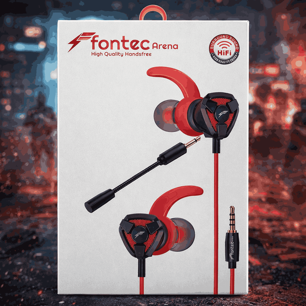 Fontec Arena Gaming Earphones With Detachable Mic – 3.5mm HiFi Stereo Surround Handsfree For Mobile, PC & Console - Random Color