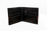 Men’s Croc-Texture Cow Leather Wallet – Black With Maroon Strip | Stylish Bifold Slim Wallet