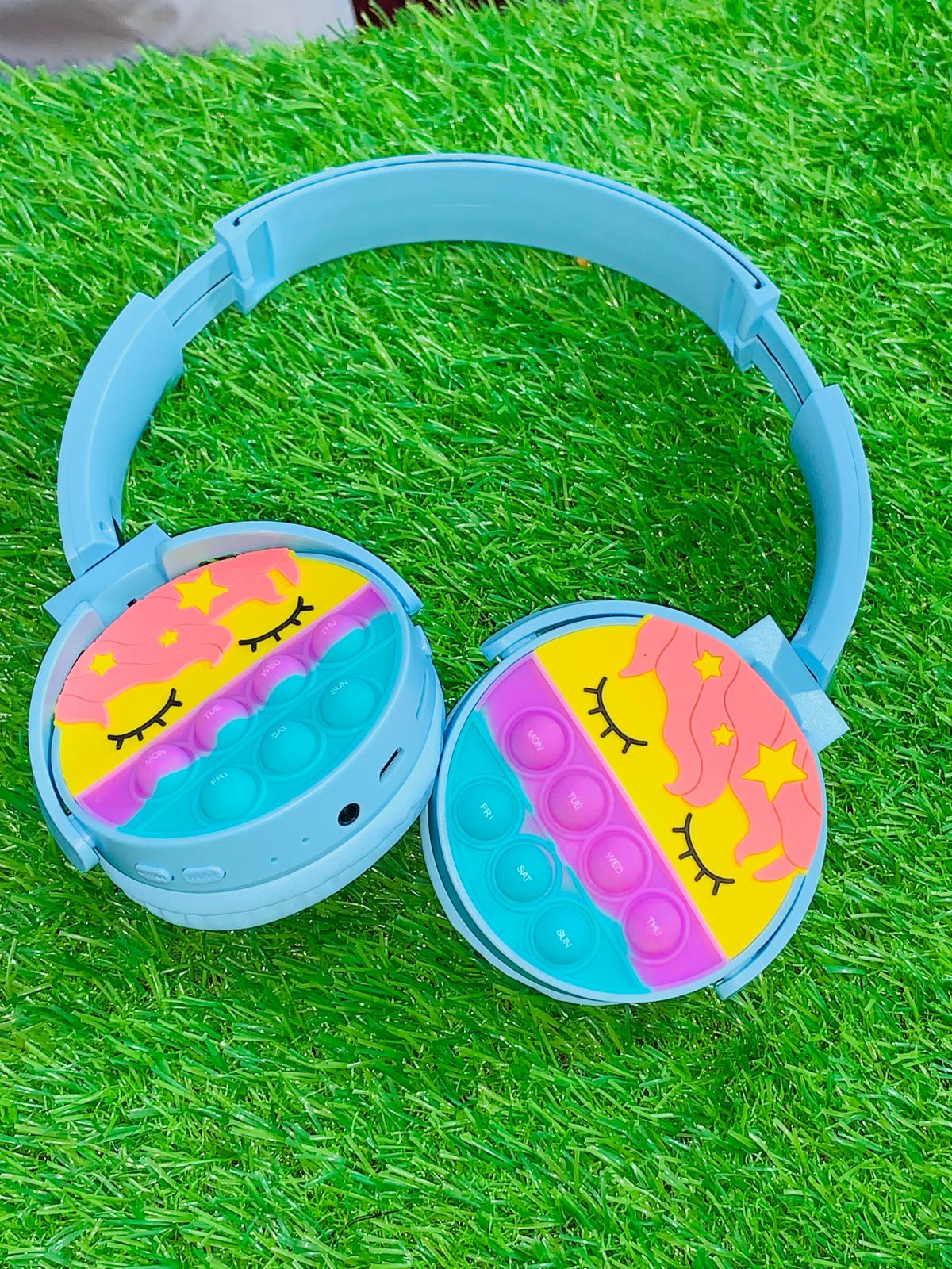 Cute Pop It Wireless Bluetooth Headphones | Foldable Headset With Memory Card Support, Wired & Wireless Modes, Soft Earpads For Kids - With Box (Random Color)