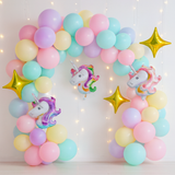 57 Pcs Pastel Unicorn Birthday Decoration Set With Balloon Garland, Foil Unicorn And Star Balloons For Girls Party