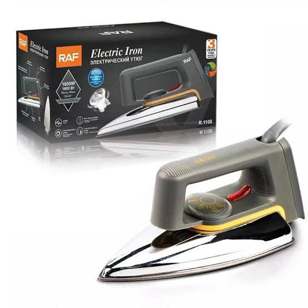 RAF Light Weight Dry Iron – 400 Watt - Home Appliance Designed For Fabric Pressing And Daily Ironing Routine