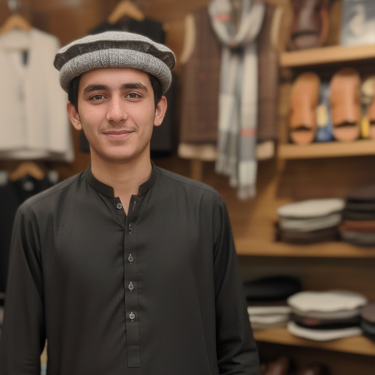 Plain Peshawari Cap Traditional Design Durable Quality Comfortable Fit Stylish Look Perfect Choice For Cultural Events (Random Color)