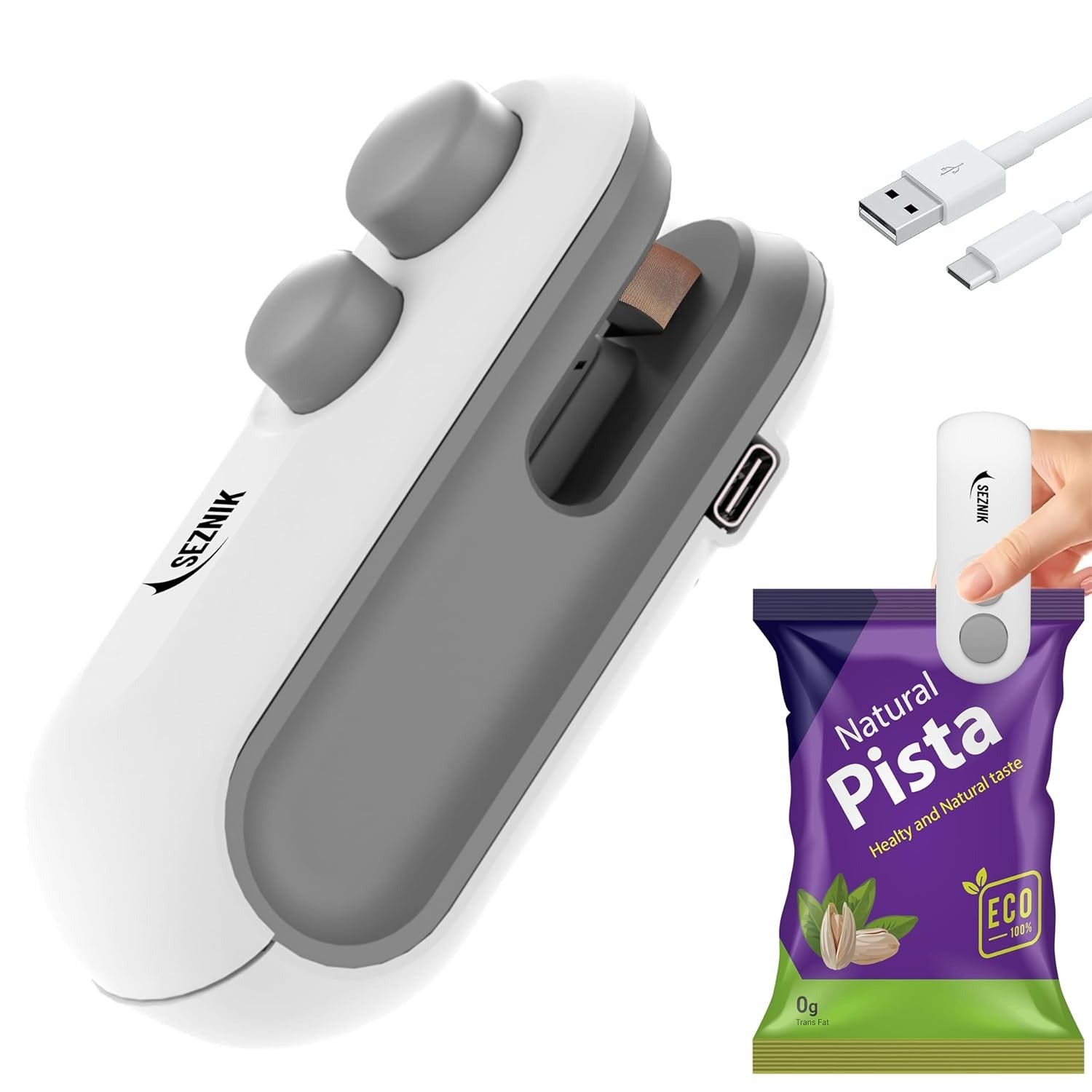 1 Pc Mini Heat Sealing Machine 2-In-1 Cutter & Sealer With USB Cable – Compact USB Rechargeable Food Bag Sealer For Snacks And Storage (Random Color)