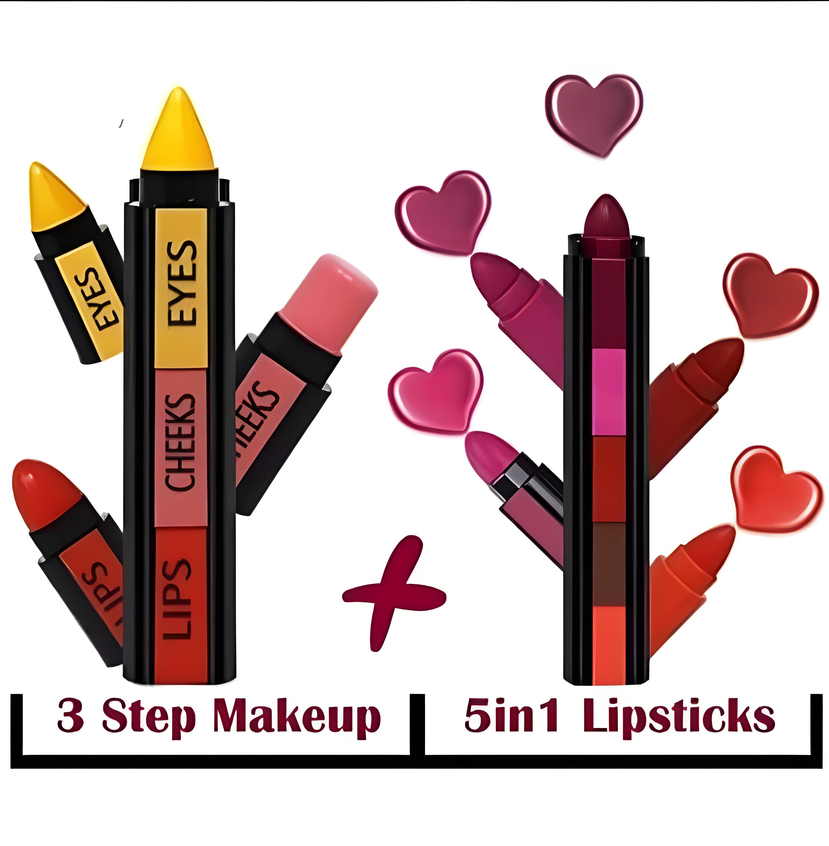 8 In 1 Makeup Deal - 5 In 1 Lipstick - 3 In 1 Lip Pen
