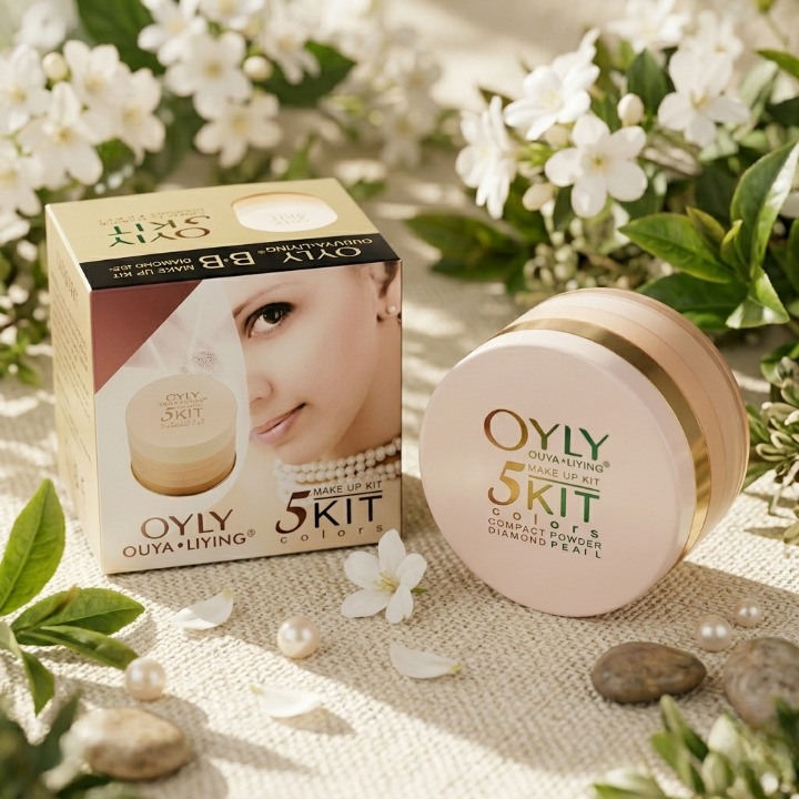 OYLY 5 In 1 Compact Face Powder Kit With 5 Shades Long Lasting Smooth Finish