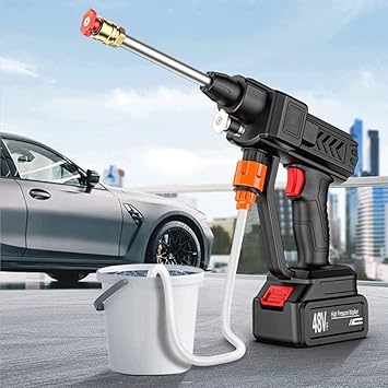 Automatic Cordless Car Wash Spray Gun | 48V High Pressure Lithium Battery | Wireless Foam Jet Washer With Box (Single Battery)