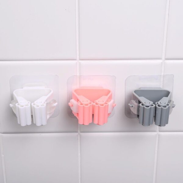 1 Pc Mop And Broom Self Adhesive Holder Wall Mount Magic Hanger Organizer Cleaning Tools Storage Mop Rack (Random Color)