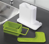 3-In-1 Soap Pump Dispenser With Sponge Holder Liquid Dispenser Container Hand Press Soap Organizer Kitchen Cleaner Tools Hot With Self Draining Sink Tidy Organizer Brush Sponge Cleaning Cloth Holder