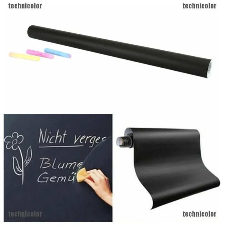 PVC Vinyl Black Board Wall Sticker Removable, with (2 pcs chalks) For Kids Bedroom Size/Dimension 16*60 cm Size