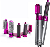 Hair Dryer Brush 5 In 1 Electric Blow Dryer Hair Comb Curling Wand Detachable Brush Kit Negative Ion Straightener Hair Curler ( Random Color)