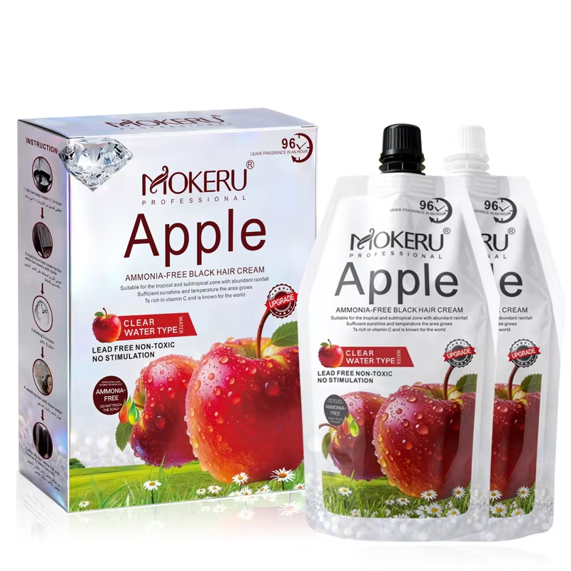 MOKERU Professional Apple Hair Dye | Natural Black Hair Color 500ml + 500ml