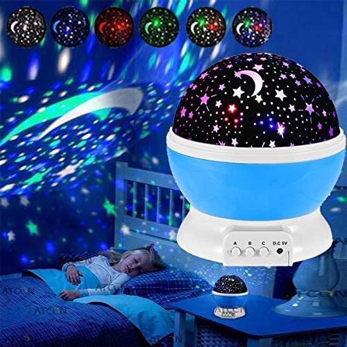 360° Rotating Star Master Projection Lamp | USB/Battery Operated | LED Moon & Starry Sky Night Light (Random Colour)