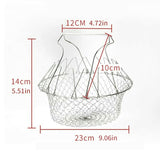 Stainless Steel Multi-Functional Foldable Chef Basket – Deluxe Kitchen Colander, Mesh Steam, Rinse, Strain & Fry Basket