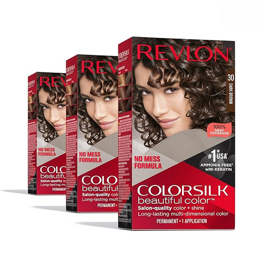 Revlon ColorSilk Hair Color #30 Dark Brown – Ammonia Free Permanent Hair Dye
