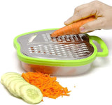 3-In-1 Cheese Grater With Storage Container, 3 Blades, Non-Stick Coating, Fruit & Vegetable Slicer Peeler-1Pc