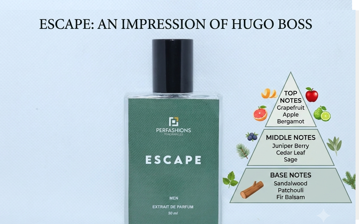 Escape – Impression Of Hugo Boss Bottled | Woody Spicy Extrait De Parfum For Men | 50ml With Premium Box & Carry Bag