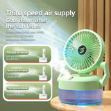 800ML Rechargeable Desktop Humidification Fan Portable Foldable Spray Misting Fan With Blue Light (Random Colour)