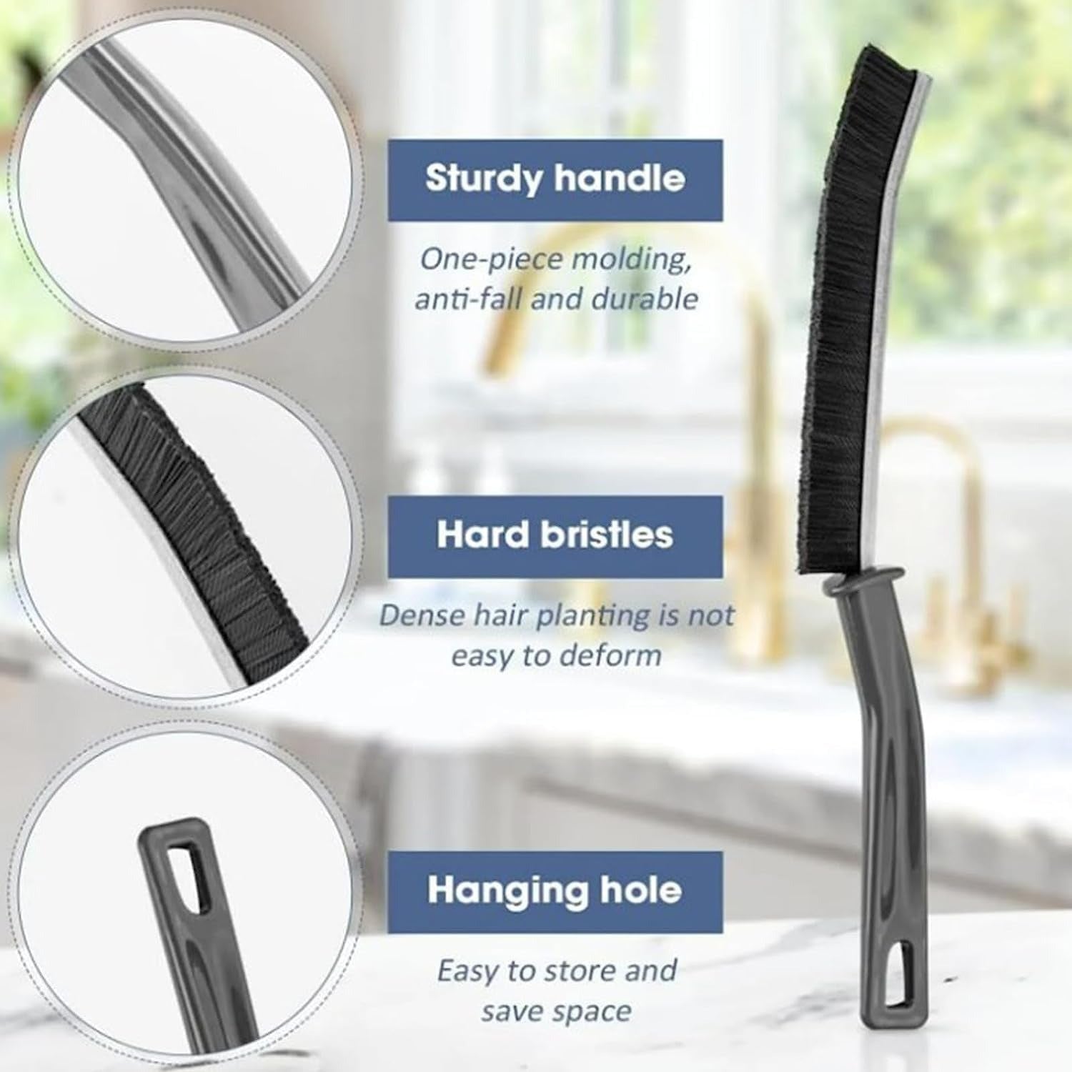 2 PCS Hard Bristle Crevice Cleaning Brush | Multi-Purpose Gap Cleaning Tool For Kitchen, Bathroom, Tiles & Window Tracks