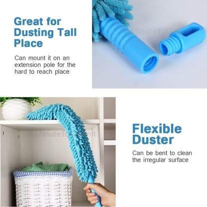 Micro Fiber Fan Duster Flexible Duster With Telescopic Stainless Steel Handle For Fan Cleaning Specially (Random Color)