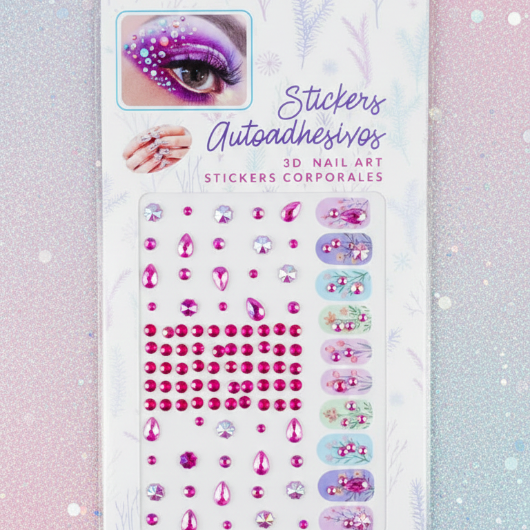 Temporary Tattoo For Women – Rhinestone Gems Face & Body Sticker | Self-Adhesive Crystal Makeup Decoration For Parties & Festivals (Random Design)
