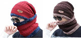 Winter Cap And Neck Elastic Knitting Thick Fleece Warm Woolen Beanie Cap Sport Hat & Neck Scarf Set 2 Piece(Random Colors)