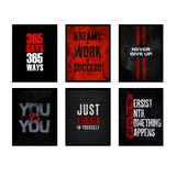 Set Of 6 Motivational Wall Art Frames – 8x11" MDF With Sticky Backing