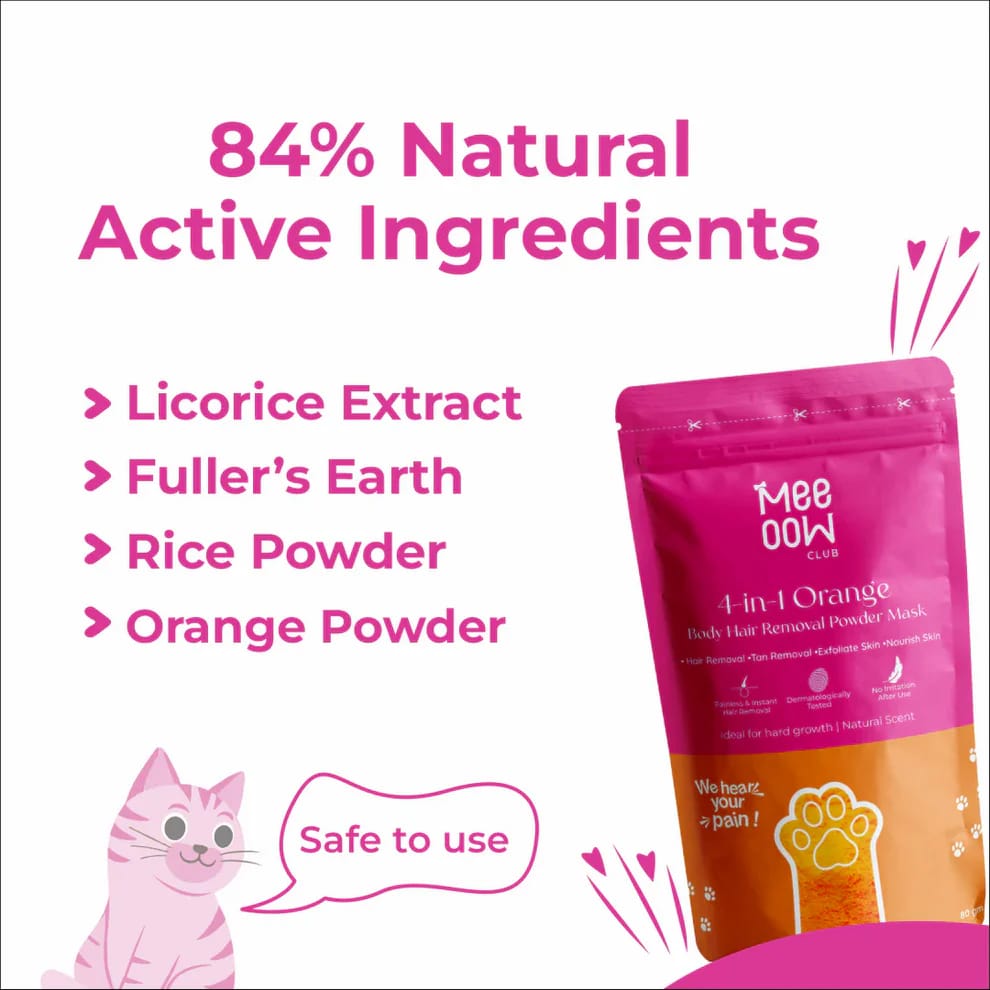 Meeoow Club 10 Minute Painless Body Wax Orange Hair Removal Powder For Women