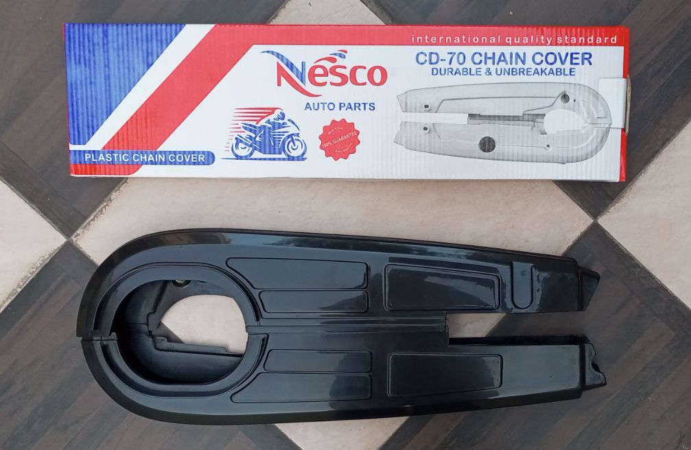 3Pc Set - 2 Motorcycle Plastic Mudguards & 1Pc Chain Cover Set Best Quality - 70cc Bike - Rust Proof