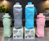Silicone Folding Bottle | 600ML Silicon Foldable Bottle | Smart Travel Bottle Collapsible Design (Random Color)