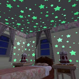 Pack of 100 - Multicolor 3D Glowing Star Night Dark Room Decor