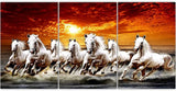 π
Majestic Seven White Horses Running On Porcelain Tile Art - Fiery Sunset Triptych