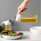 Glass Oil Bottle & Dispenser Jug Dual-Purpose Oil Dispenser For Pouring And Spraying, High-Pressure Sprayer For Even Oil Distribution 450ml (Random Color)