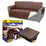 (Double SofaR COVER) EVERSIBLE WASHABLE COUCH Sofa COAT COVER - Brown
