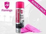 Flamingo Tire Foam Cleaner 650ML | No-Wipe Tire Shine Foam Spray | Cleans, Protects & Restores Tire Gloss | UV Protection