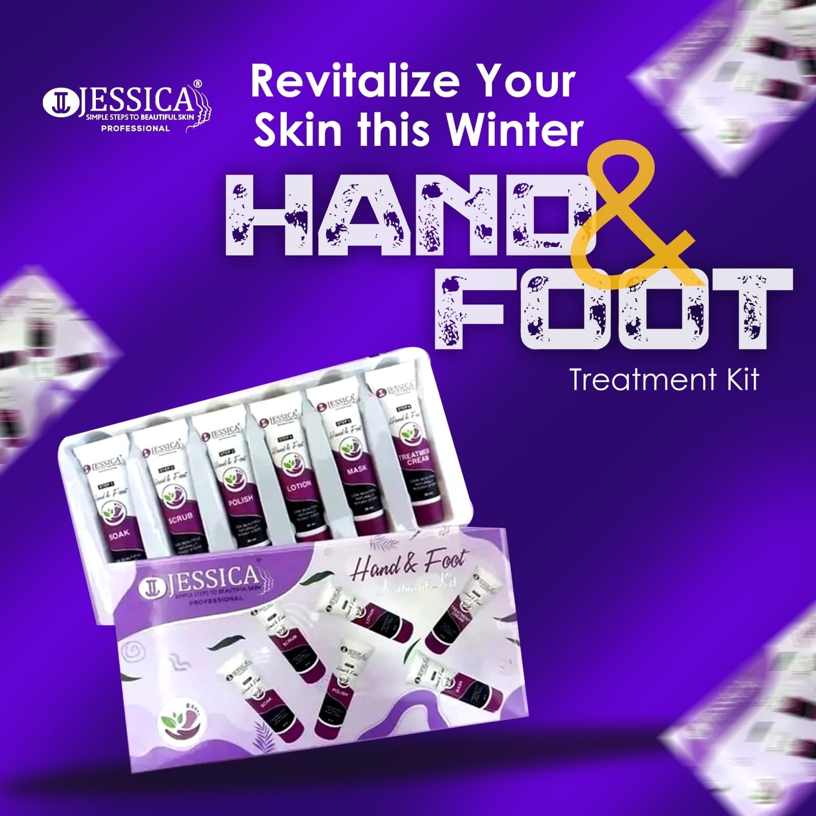 Jessica Hand & Foot Treatment Kit – 30ml Each Tube | Complete 6-Step Professional Care Set