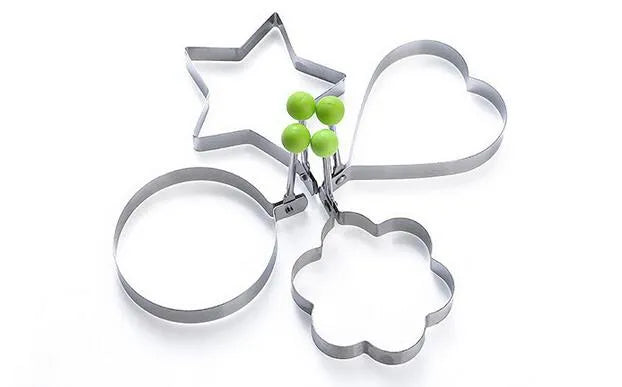 Pack of 4 Egg Shaper Kitchen Tools Star, Heart, Round, Flower Shaped Stainless Steel - (random color )