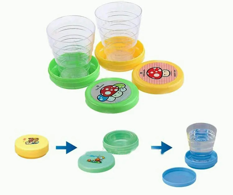 Pack of 2 Magic Glass for Kids, Folding Collapsible Magic Cup, Foldable Mug Glass for Travel, Outdoors, Hiking (Random Color)