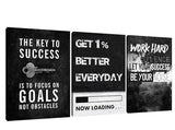 Set Of 3 Motivational Sticky Canvas Frames For Wall Decore / Sticky Phototiles For Office And Home Workplace